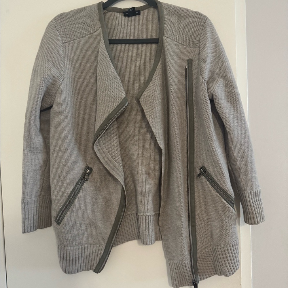 Club Monaco Gray Cardigan with Zipper Details
